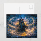 Carte Postale Sorcière de fantasy dynamique avec énergie atmosph (Devant / Derrière)