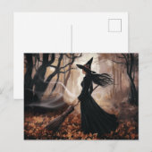 Carte Postale Sorcière de Halloween Moderne Branchée dans la For (Devant / Derrière)