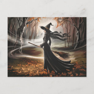 Carte Postale Sorcière de Halloween Moderne Branchée dans la For