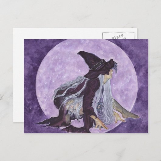 Carte Postale sorcière de lune (Devant / Derrière)