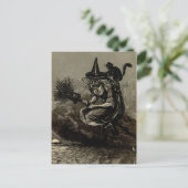 Carte Postale Sorcière d'engraving Antique sur Broom (Debout devant)