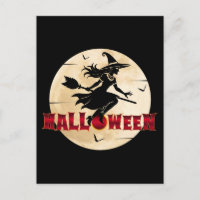 Sorcière d'Halloween sur un balai