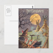 Carte Postale Sorcière d'Halloween - Une nuit effrayante - Art V (Devant / Derrière)