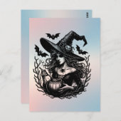 Carte Postale Sorcière Éffrayante Halloween (Devant / Derrière)