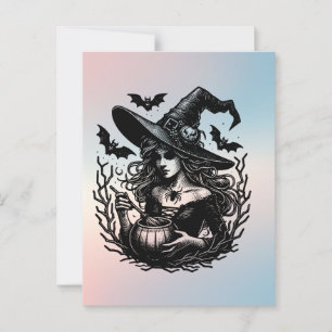 Carte Postale Sorcière Éffrayante Halloween