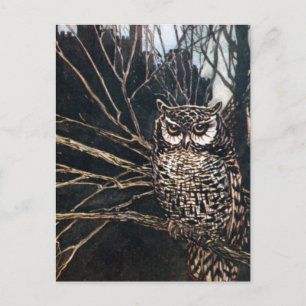 Carte Postale Sorcière en forme de hibou