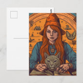 Carte Postale Sorcière et chat (Devant / Derrière)