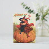 Carte Postale Sorcière et chat noir (Debout devant)