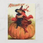 Carte Postale Sorcière et chat noir (Devant)