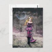 Carte postale Sorcière et Chats noirs (Devant / Derrière)