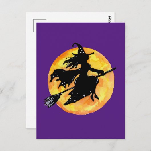 Carte Postale Sorcière et Lune (Devant / Derrière)
