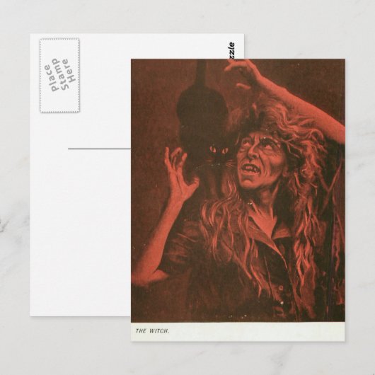 Carte Postale Sorcière et son chat (Devant / Derrière)