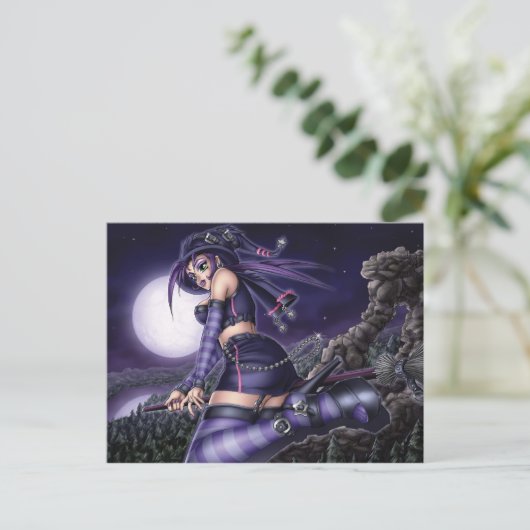 Carte Postale Sorcière Goth d'Anime (Debout devant)