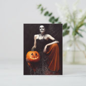 Carte Postale Sorcière gothique avec citrouille. Joyeux Hallowee (Debout devant)