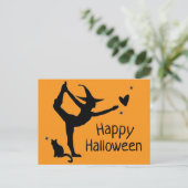 Carte Postale Sorcière Halloween Namaste Yoga Orange Black Moder (Debout devant)