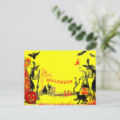 Carte Postale Sorcière Jack O' Lantern Owl Ghost Haunted House (Debout devant)