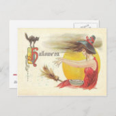Carte Postale Sorcière Magique Spell Broom (Devant / Derrière)