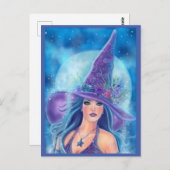 Carte Postale sorcière Mallory Halloween par Renee Lavoie (Devant / Derrière)