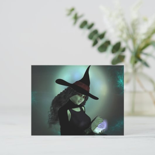 Carte Postale Sorcière Méchante Jetant un Sortilège (Debout devant)