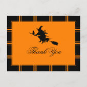 Carte Postale Sorcière Merci Halloween noir/orange (Devant)
