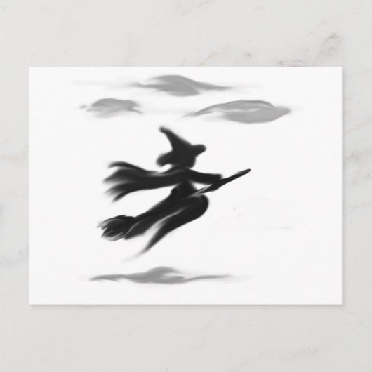 Carte Postale Sorcière Monter Son Balai Peint Design (Devant)