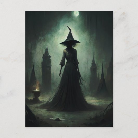 Carte Postale Sorcière noire d'Halloween (Devant)