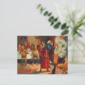 Carte Postale Sorcière nourrissant des diables et des créatures (Debout devant)