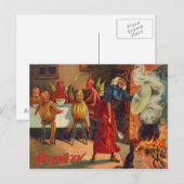 Carte Postale Sorcière nourrissant des diables et des créatures (Devant / Derrière)