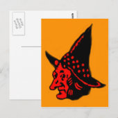 Carte Postale Sorcière Orange Halloween (Devant / Derrière)