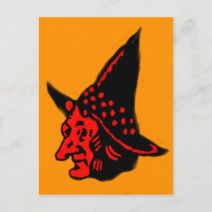 Carte Postale Sorcière Orange Halloween