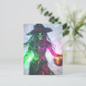 Carte Postale Sorcière Pirate Squelette Halloween (Debout devant)