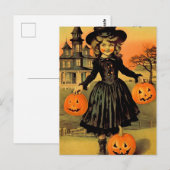 Carte Postale Sorcière Rétro Halloween (Devant / Derrière)