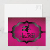 Carte Postale Sorcière rose d'Halloween (Devant / Derrière)
