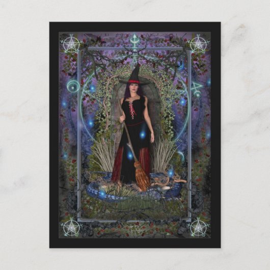 Carte postale Sorcière - Sorcière Lune Bleue & Dra (Devant)