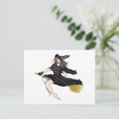 Carte Postale Sorcière sur un Broomstick (Debout devant)