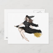 Carte Postale Sorcière sur un Broomstick (Devant / Derrière)