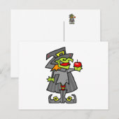 Carte Postale Sorcière tenant une pomme rouge (Devant / Derrière)