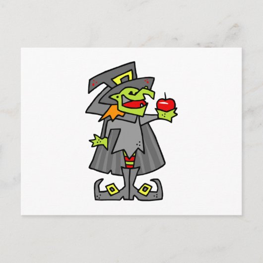 Carte Postale Sorcière tenant une pomme rouge (Devant)