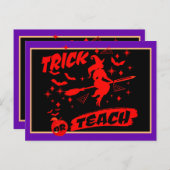 Carte Postale Sorcière Trick Ou Enseigner Red Witchy Enseignant (Devant / Derrière)
