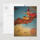 Carte Postale Sorcière vintage (Devant / Derrière)