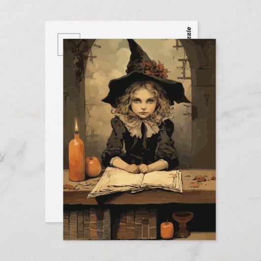 Carte Postale Sorcière vintage (Devant / Derrière)