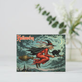 Carte Postale Sorcière vintage d'Halloween (Debout devant)