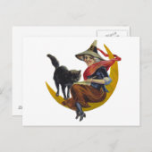 Carte Postale Sorcière vintage d'Halloween (Devant / Derrière)