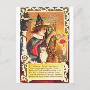 Carte Postale Sorcière Vintage romantique