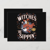Carte Postale Sorcières Be Sippin' Halloween Éffrayant (Devant / Derrière)