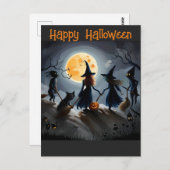 Carte Postale Sorcières et amis d'Halloween (Devant / Derrière)