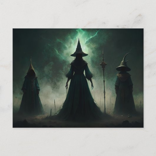 Carte Postale Sorcières gothiques de la lune d'Halloween (Devant)