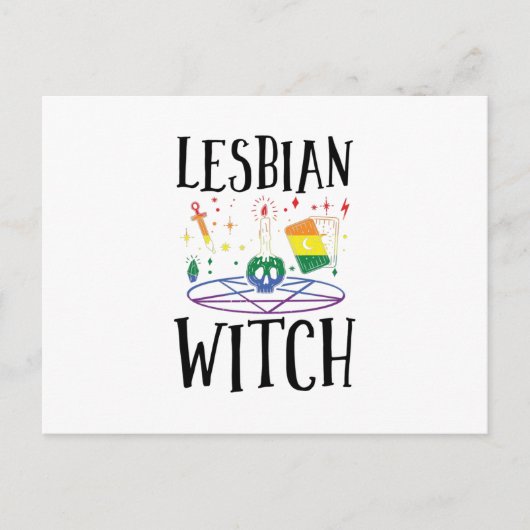 Carte Postale Sorcières LGBTQ | Witch Witchcraft Rainbow Idea Ca (Devant)