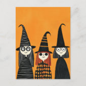 Carte Postale Sorcières lunaires Cute et Éffrayante Halloween (Devant)