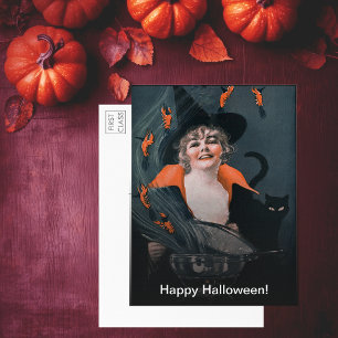 Carte Postale Sorcières vintages brasser avec des homards